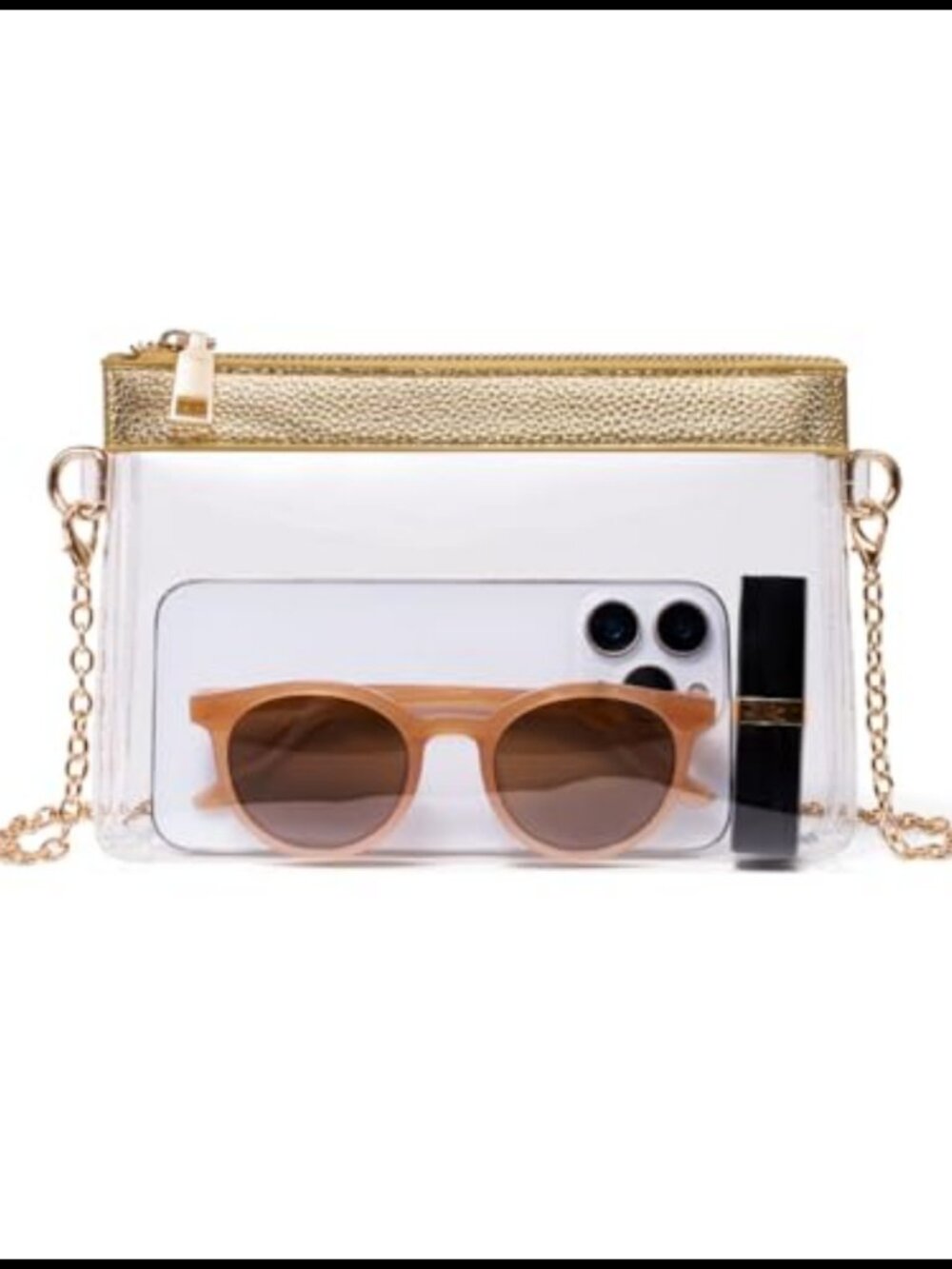 Clear Crossbody Bag Stadium Approved PVC Vegan Leather Trim